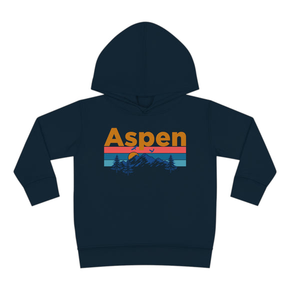 Aspen Toddler Hoodie - Retro Mountain Sun Unisex Aspen Toddler Sweatshirt