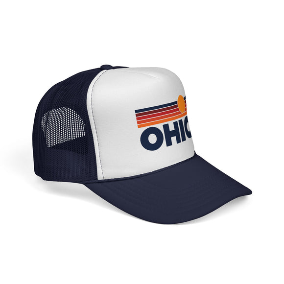 Ohio Retro Sun Trucker Hat - Vintage Style Ohio Cap