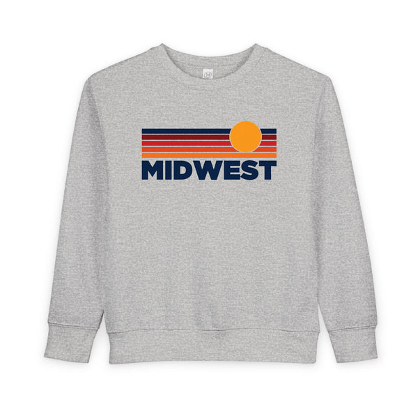 Midwest Toddler Sweatshirt - Retro Sun Midwest Toddler Crewneck Sweatshirt