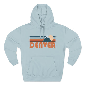 Buy blue-mist Denver, Colorado Hoodie - Retro Mountain Unisex Sweatshirt