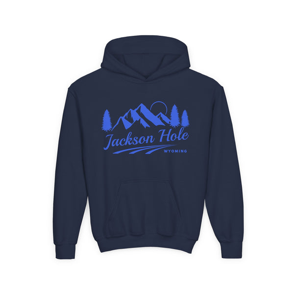 Retro Jackson Hole, Wyoming Youth Hoodie - Mountain Jackson Hole, Wyoming Kids Sweatshirt, Cute Jackson Hole, Wyoming Children's Pullover