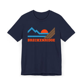 Buy navy Breckenridge, Colorado Retro Mountains Sunset T-Shirt | Vintage Breckenridge Tee
