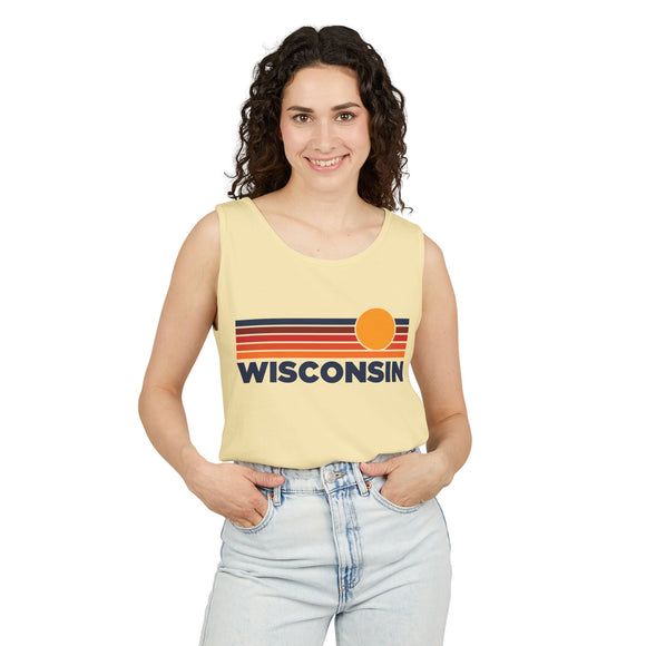 Wisconsin Retro Sunstripe Tank Top | Comfort Colors - 100% Cotton