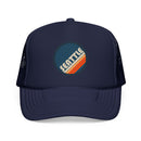 Seattle, Washington Retro Trucker Hat — Vintage Striped Foam Cap-2