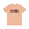 Retro Wyoming T-shirt, Mountain Tee, Vintage Wyoming Unisex Jersey Shirt, Outdoor Hiking Apparel