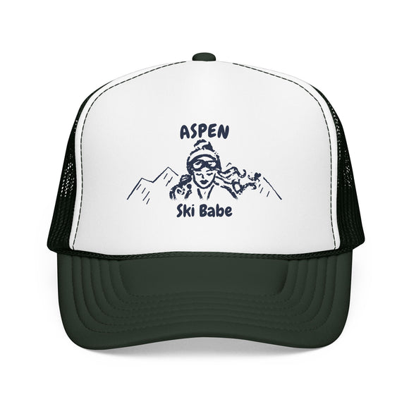 Aspen, Colorado Ski Babe Trucker Hat — Foam Mesh Cap