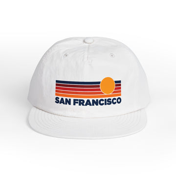 San Francisco, California retro sunset Surf Cap | vintage striped sun state hat