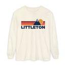 Littleton, Colorado Long Sleeve T-Shirt Retro Mountain, Unisex Littleton Unisex Garment-dyed Long Sleeve T-Shirt-1