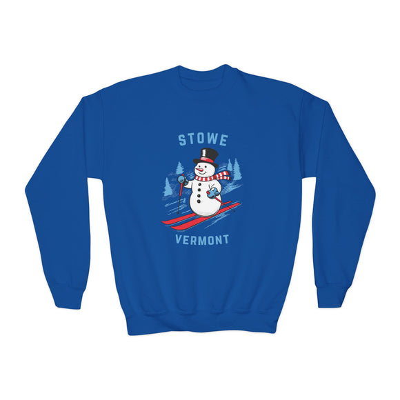 Stowe, Vermont Youth Crewneck Sweatshirt - Ski Snowman Unisex Kid's Stowe, Vermont Sweatshirt
