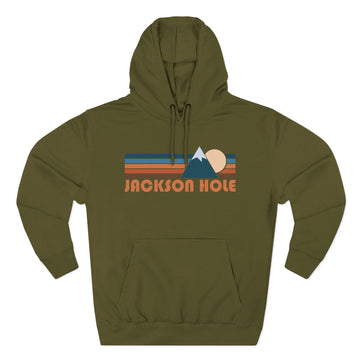Buy army-green Jackson Hole, Wyoming Hoodie - Retro Mountain Unisex Sweatshirt