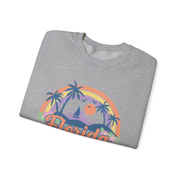 Florida Sweatshirt - Unisex Retro Beach Florida Crewneck Sweatshirt