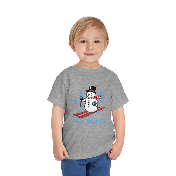 New Mexico Toddler Skiing Snowman Graphic Tee - Kids New Mexico Shirt