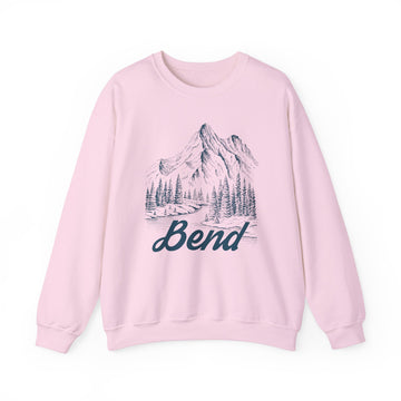 Buy light-pink Bend, Oregon Sweatshirt - Mountain Illustration Graphic Crewneck