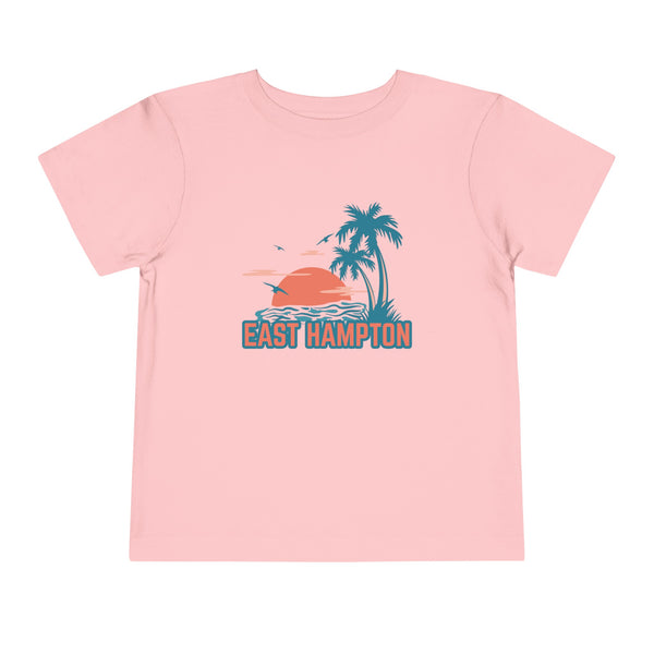 East Hampton, New York Toddler T-Shirt - Retro Palm Tree Toddler East Hampton Shirt