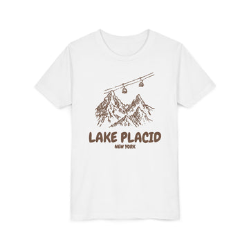 Lake Placid, New York Youth T-Shirt — Vintage Gondola Ski Mountain Tee - 0