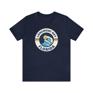 Buy navy Longboat Key, Florida T-Shirt - Retro Unisex Longboat Key Shirt - Wave Circle