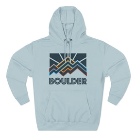 Buy blue-mist Boulder, Colorado Hoodie - Retro Mountain Unisex Sweatshirt