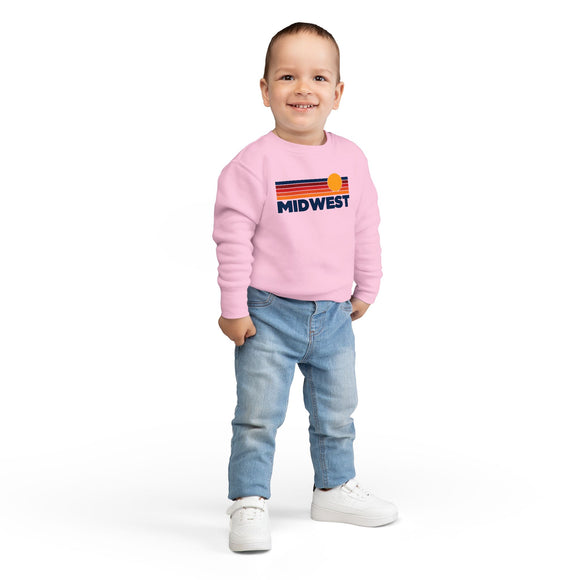 Midwest Toddler Sweatshirt - Retro Sun Midwest Toddler Crewneck Sweatshirt