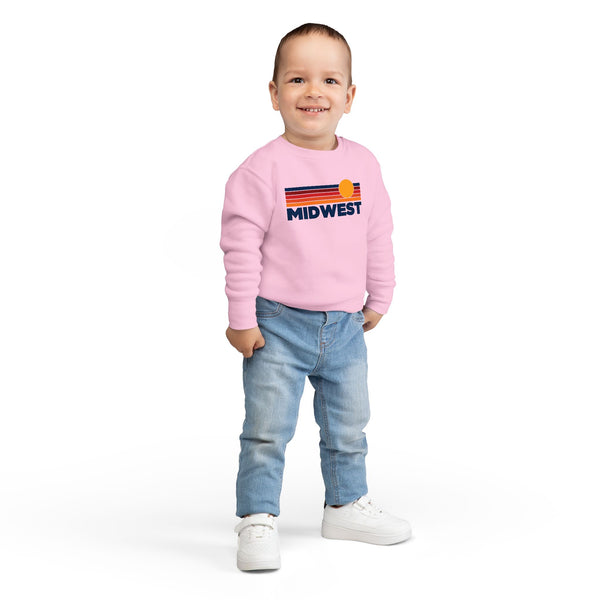 Midwest Toddler Sweatshirt - Retro Sun Midwest Toddler Crewneck Sweatshirt