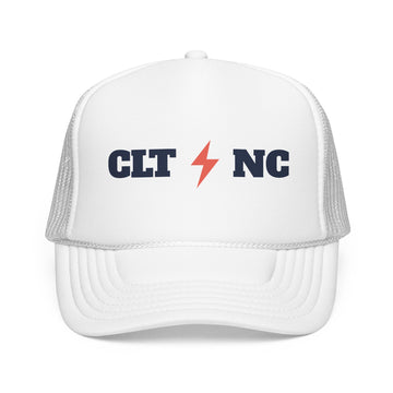 Buy white Charlotte, North Carolina Retro Trucker Hat - Lightning Foam Cap - Lightning