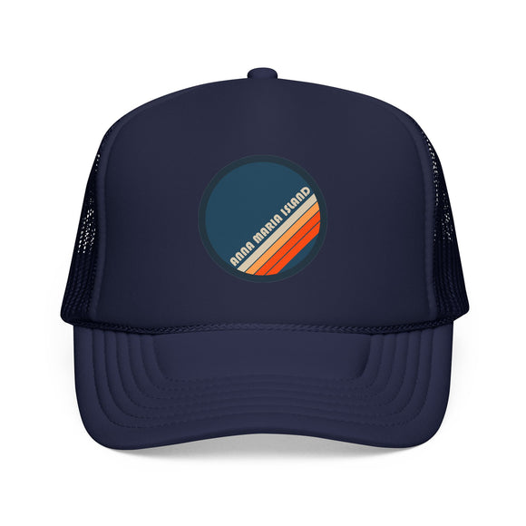 Anna Maria Island, Florida Retro Trucker Hat — Vintage Striped Foam Cap