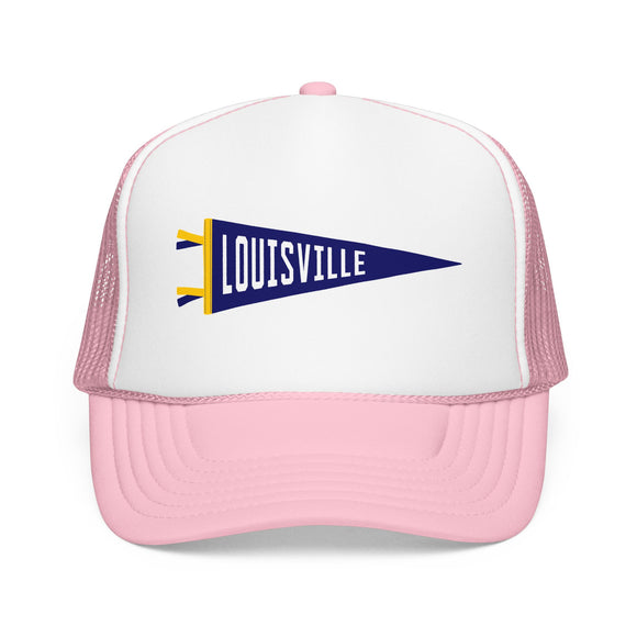 Louisville, Kentucky Pennant Trucker Hat — Retro Flag Foam Cap