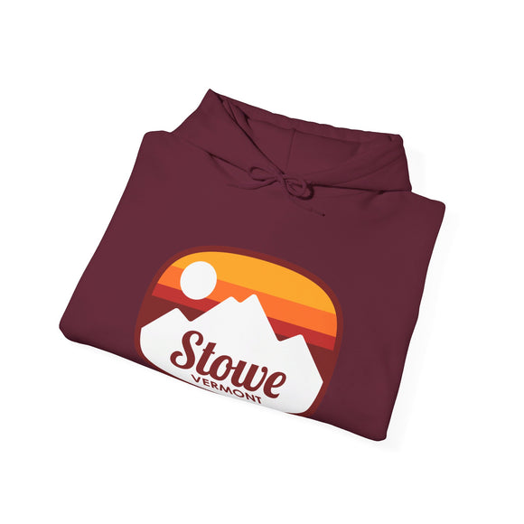 Stowe, Vermont Hoodie - Retro Ombre Unisex Stowe Hoodie Sweatshirt