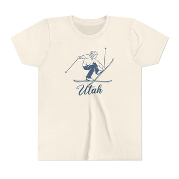 Utah Youth Vintage Snow Ski Graphic Tee - Kids T Shirt - 0