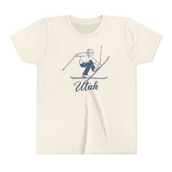 Utah Youth Vintage Snow Ski Graphic Tee - Kids T Shirt