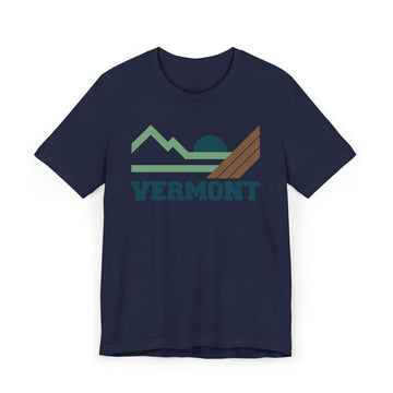 Buy navy Vermont Retro Mountains Sunset T-Shirt | Vintage Vermont Tee