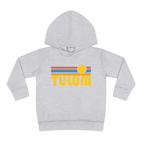 Tulum, Mexico Toddler Hoodie - Retro Sunrise Unisex Tulum Toddler Sweatshirt