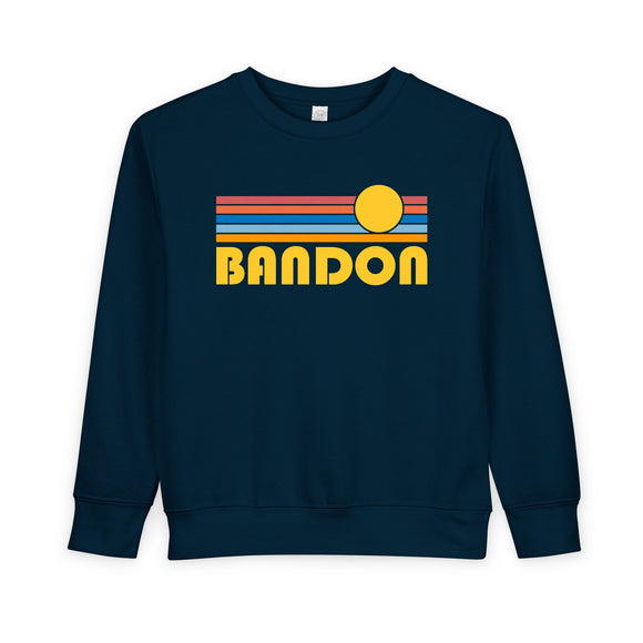 Bandon, Oregon Toddler Sweatshirt - Retro Sun Bandon Toddler Crewneck Sweatshirt