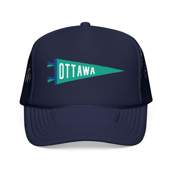Ottawa, Ontario Pennant Trucker Hat — Retro Flag Foam Cap