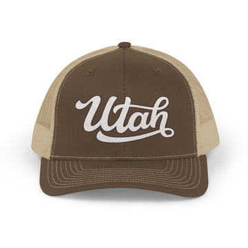 Buy brown-khaki Utah Snapback Trucker Cap - Embroidered Utah Hat