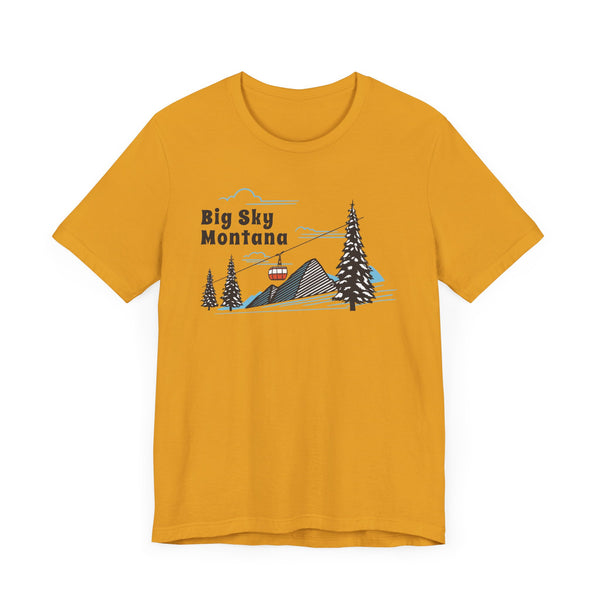 Big Sky, Montana T-Shirt - Retro Ski Mountain Gondola Unisex Big Sky Shirt