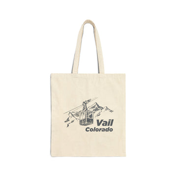 Vail, Colorado Cotton Canvas Tote Bag - 15" x 16"