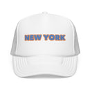New York Foam Trucker Hat - Retro Orange & Blue City Patch-5