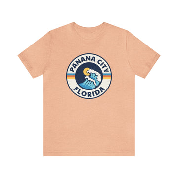 Buy heather-peach Panama City, Florida T-Shirt - Retro Unisex Panama City Shirt - Wave Circle