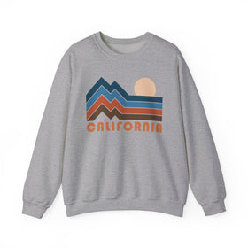 California Sweatshirt Retro Mountains, California Unisex Graphic Crewneck