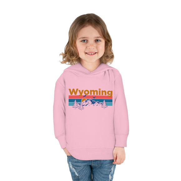 Wyoming Toddler Hoodie - Retro Mountain Sun Unisex Wyoming Toddler Sweatshirt