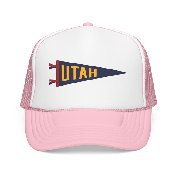 Utah Pennant Trucker Hat — Retro Flag Foam Cap