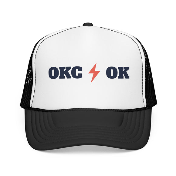 Oklahoma City, Oklahoma Retro Trucker Hat - Lightning Foam Cap
