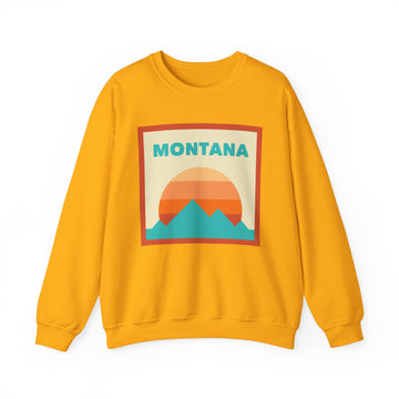 Buy gold Retro Montana Sweatshirt, Mountain Sun Design, Unisex Crewneck, Gift for Outdoorsy Friends, Vintage Montana Jumper