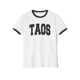 Buy white-black Taos, New Mexico Cotton Ringer Graphic Tee - Unisex Taos T Shirt, Vintage Style Tee, Men's/Women's Tee