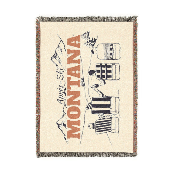 Montana Ski Town Throw Blanket | Mountain Woven Blanket
