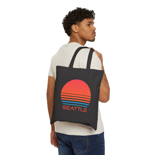 Seattle, Washington Retro 80s Cotton Canvas Seattle Tote Bag