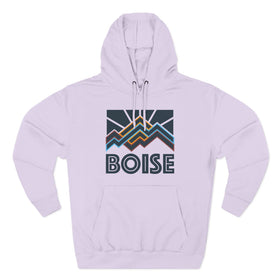 Buy lilac Boise, Idaho Hoodie - Retro Mountain Unisex Sweatshirt