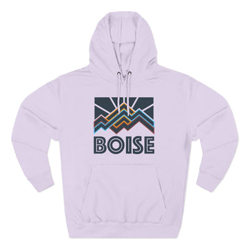 Buy lilac Boise, Idaho Hoodie - Retro Mountain Unisex Sweatshirt