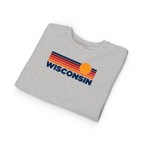 Wisconsin Toddler Sweatshirt - Retro Sun Wisconsin Toddler Crewneck Sweatshirt