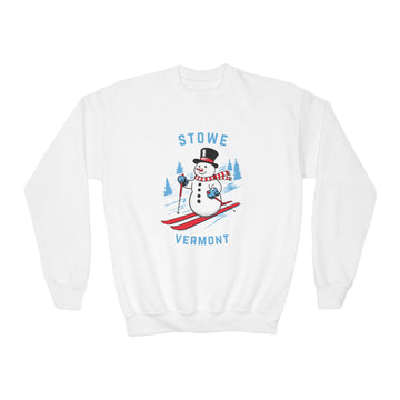 Stowe, Vermont Youth Crewneck Sweatshirt - Ski Snowman Unisex Kid's Stowe, Vermont Sweatshirt